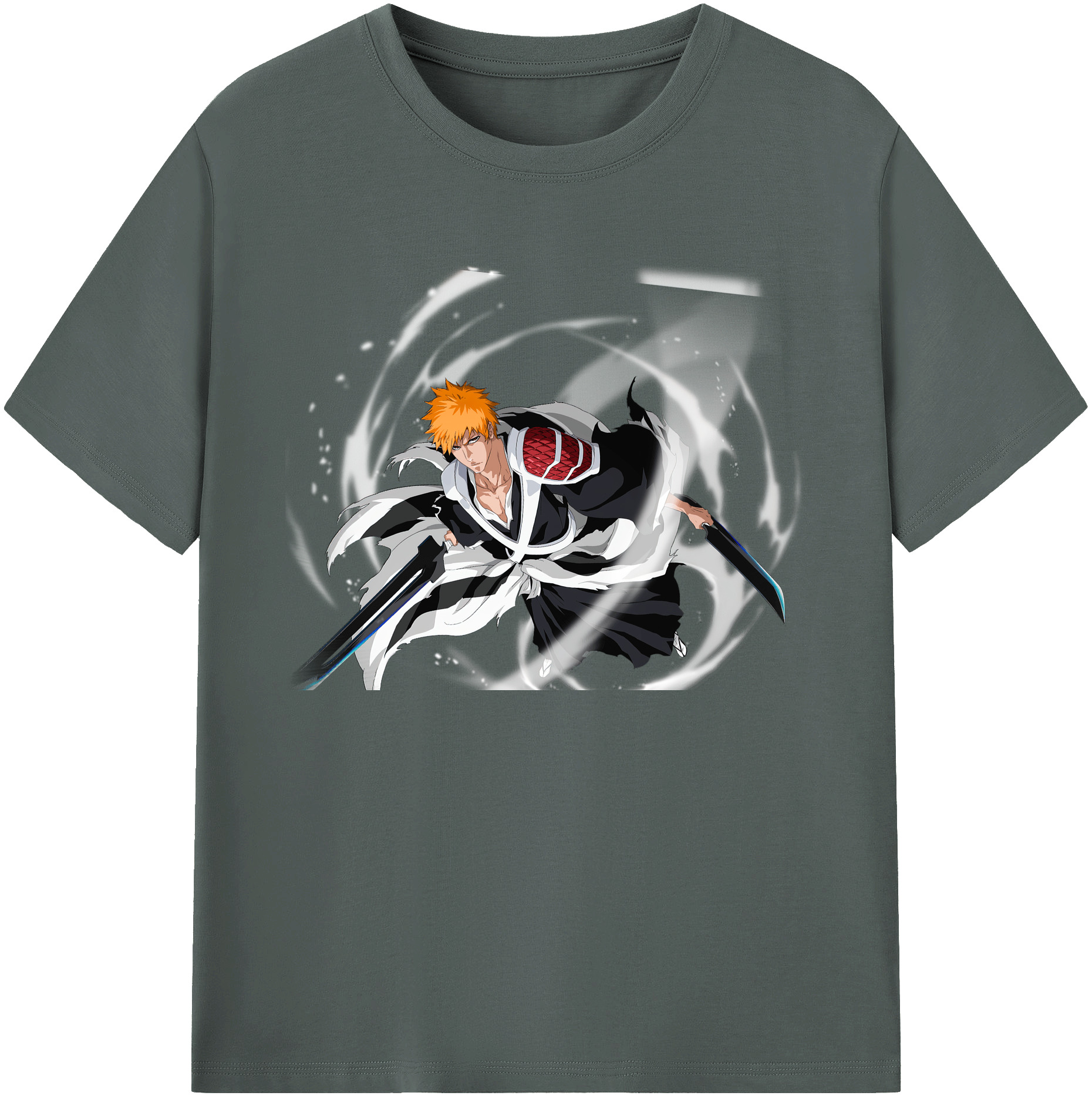 （画像用） ブリーチ 黒崎一護（くろさき いちご）BLEACH Kurosaki Ichigo 綿100％ メンズ半袖Tシャツ｜肌触りやわらか＆通気性